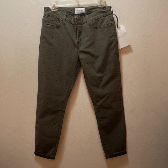 CURRENT/ELLIOTT The Easy Stiletto With Rolled Hem in Rural Green Polka D… - Picture 4 of 10